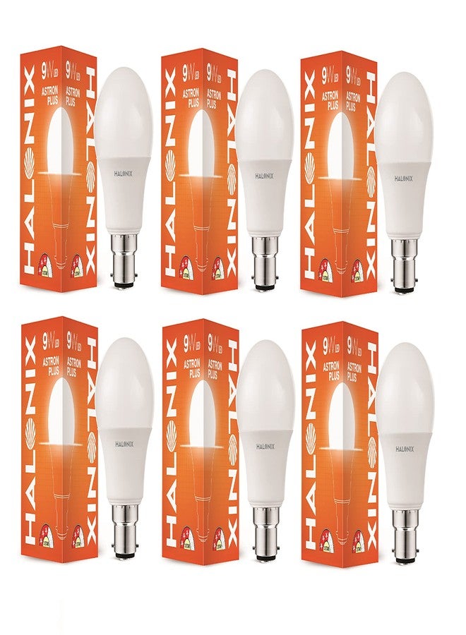 Halonix مصباح هالونيكس 9 واط B22 LED أبيض بارد، عبوة من 6 مصابيح، (F5BMM4W0040040000) - Image 1